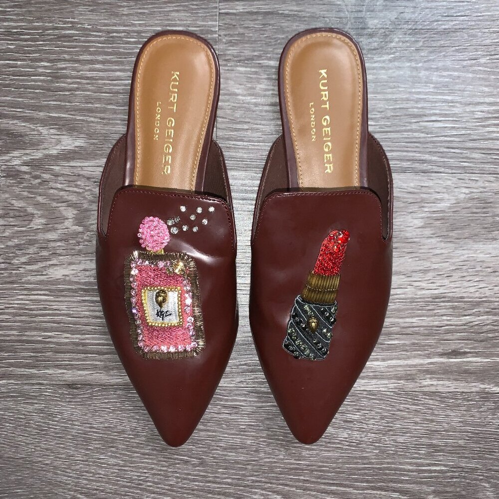 Kurt Geiger Leather Beaded Embroidered Mule Flats Sz. 39 (US 5)